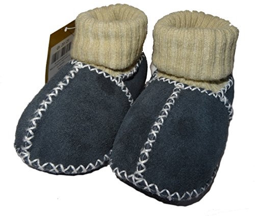 Baby-Lammfellschuhe mit Strickbündchen, blau-anthrazit (18/19)
