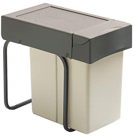 Poubelle de cuisine coulissante - 1 bac - 21 l - Nombre de seaux : 1 - Décor : Gris - Contenance : 21 L - Pour caisson de largeur : 300 mm - Hauteur : 398 mm - Profondeur : 450 mm - Largeur : 255 mm