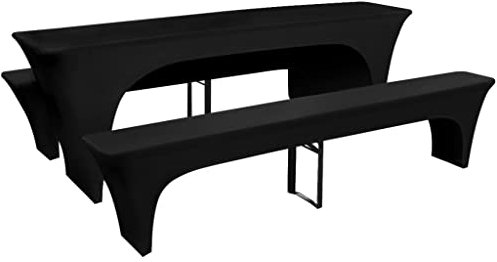 vidaXL Stretch Husse 3-TLG. Bierbankhussen Biertischhussen Bierzeltgarnitur