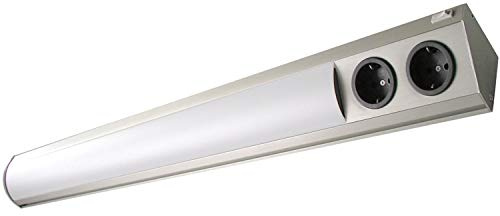 Corner Compact LED 12,9 W 4000K 1160mm mit Steckdose, Edelstahl Effekt