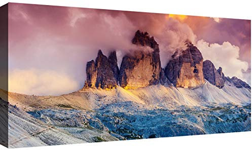 canvashop Quadri Moderni Montagna 120X60 Cm Quadro Su Tela Canvas Stampe Da Parete Dolomiti Tre Cime Di Lavaredo Arredo Casa Arredamento Soggiorno