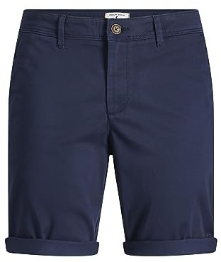 JACK & JONES Herren Shorts Mid Waist Chino Midi Bermuda Pants Regular Fit, Farben:Blau-2, Größe:XL