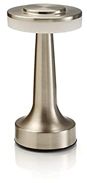 Auraglow Satin Nickel Rechargeable Touch Control Cordless LED Table Lamp - Perfect for Bedside Tables, Hotels and Restaurants - [Warehouse Deal]