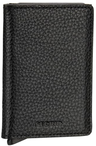 Secrid Slimwallet Kartenetui Black-Black aus Leder für 4 Karten mit oder 6 Karten ohne Prägung, Maße: 10,2 x 6,8 x 1,6 cm, SVG-Black-Black