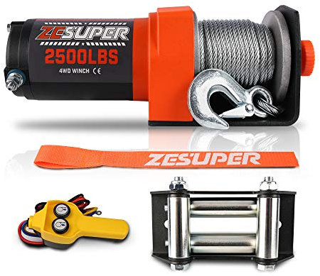 ZESUPER Winch eléctrico de 12 V CC, cable de acero para todoterreno, impermeable, UTV, ATV, barco, vehículos modificados, kit de cabrestante de mano