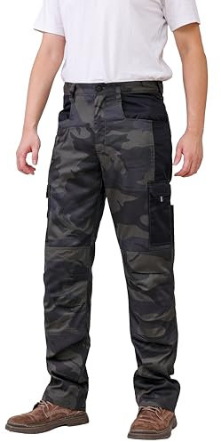 WORK IDEA - Pantaloni Cargo da Lavoro da Uomo, con Tasche Interne al Ginocchio