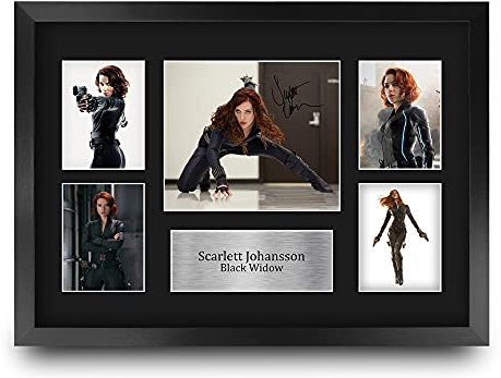HWC Trading FR A3 Scarlett Johansson Black Widow Avengers Geschenke Gedruckt, Signiert Autogramm Bild Display Für Film-Erinnerungsstücke-Fans - A3 Eingerahmt