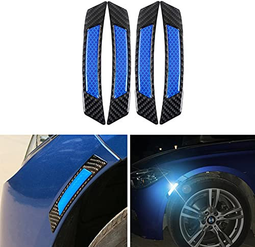 BoYeeBo Universal Kohlefaser-Auto-Rad-, Augenbrauen-Stoßschutz, reflektierend, Sicherheitsschutzaufkleber für Auto, SUV, Pickup, LKW, Blau, 4 Stück