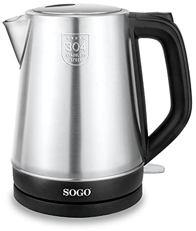 SOGO HERVIDOR DE AGUA INALÁMBRICO - 1,7 L - 2200W ACERO INOX SRIX CONTROL (SS-7725)