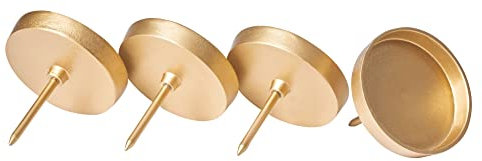 Novaliv 4X Kerzenpick flach 10cm Gold Aluminium Weihnachtskranz Kerzenständer Kerzenteller zum Stecken rund Kerzenpin Adventskranzdeko Kerzenhalter Adventskranz Adventskerzenhalter