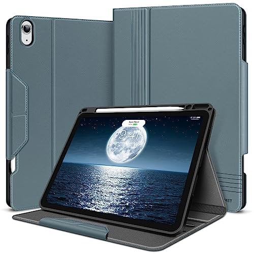 HOLIMET iPad Air 11 Zoll M3 (2025) Hülle mit Stifthalter, iPad Air 6/5/4 Hülle (2024/2022/2020) 10,9 Zoll PU Leder Schutzhülle TPU-Rücken Stoßfest, Cover Auto Schlaf/Wach, Multi-Winkel Ständer, Blau