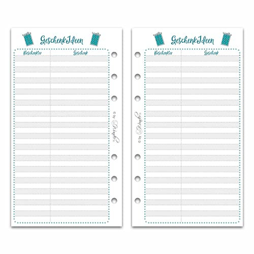SinnWunder® Premium-Kalendereinlage - Listen für Geschenke-Ideen zum Nachfüllen für den Geburtstags-Kalender - Größe Personal