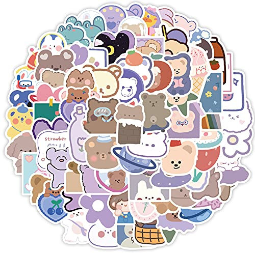 LYLSDSB Bär Aufkleber 90 Stück wasserdichte Kawaii Bären Aufkleber Vinyl Tier Aufkleber für Wasserflaschen Laptop Skateboard Scrapbook Tagebuch Auto Moto Gepäck