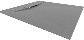 Moments of Glass Plato de ducha SMC Polar 80x80 cm Gris - Antiderrapante, Textura Pizarra, Antibacteriano, Resistente a agentes químicos – Incluye válvula y rejilla