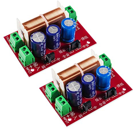 AEDIKO 2pcs 400W Multi Speaker Treble/Bass 2 Unit Audio Frequency Divider 2 Way Crossover Filters Adjustable