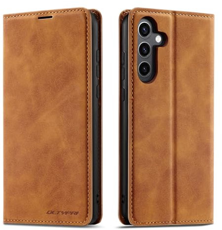 QLTYPRI Hülle für Samsung Galaxy A54 5G, Premium Dünne Ledertasche Handyhülle mit Kartenfach Ständer Flip Schutzhülle Kompatibel mit Samsung Galaxy A54 - Braun
