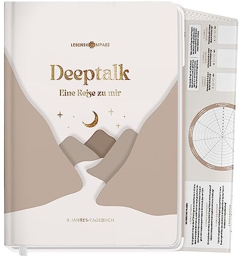 Lebenskompass 3 Jahres Tagebuch für Erwachsene - Deeptalk Eine Reise zu mir Selbst SAHARA One line a day für Erinnerungen, Reflexion und Achtsamkeit - DIN A5 Hardcover