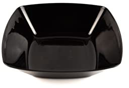 Buzztrove 4 Pcs Deep Square Plastic Bowls Set | 16 cm, 19 cm & 24 cm | Unbreakable Colorful Bowls for Parties, E-Co Friendly, Reusable Bowls for Salad & Pasta (Black, 24 x 24cm)
