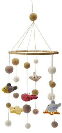 Gry & Sif Mobile Baby aus Filz mit Meerestiere, Baby-Erstausstattung, für Baby-Bett, Wickeltisch, Handmade | Unterwasserwelt ⌀ 20cm, Länge 45cm