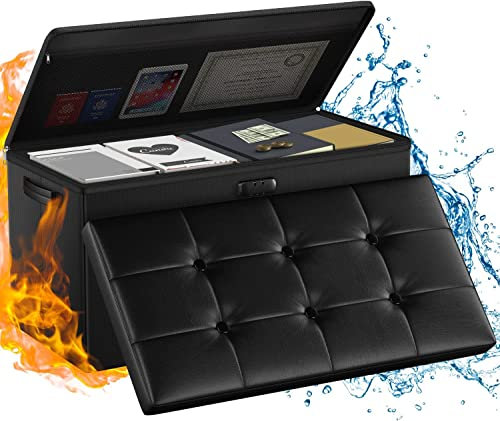 Feuerfeste Sitzbank mit Stauraum,Sitzhocker,Fußhocker,Sitztruhe mit Komfortabel Deckel,76 x 38 x 38cm,80l Fassungsvermögen,Belastbar bis 300kg für Zuhause,Büro,Schlafzimmer,Wohnzimmer,Flur