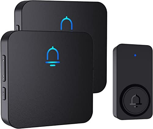 SECRUI Wireless Doorbell, Electric Cordless Battery Operated Door Bells Plug in 2 Receivers IP55 Waterproof Easy Install Long Range of 1,000 Feet with 32 Chimes for Home, School, Office, Classroom