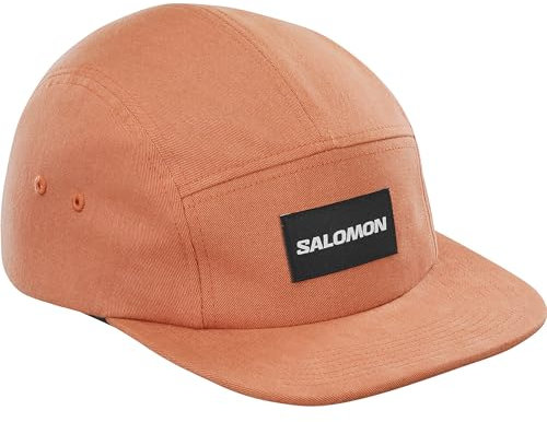 Salomon Five Panel Unisex Kappe Trail Running Wandern MTB Lauf, Lässiger Style, Vielseitiger Einsatz, Komfort den ganzen Tag lang, Orange, Einheitsgröße