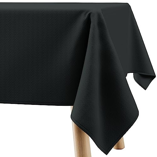 Filumi Tischdecke 100x100 cm Schwarz Abwaschbar Für Indoor Outdoor geometrisches Zickzackmuster Verte