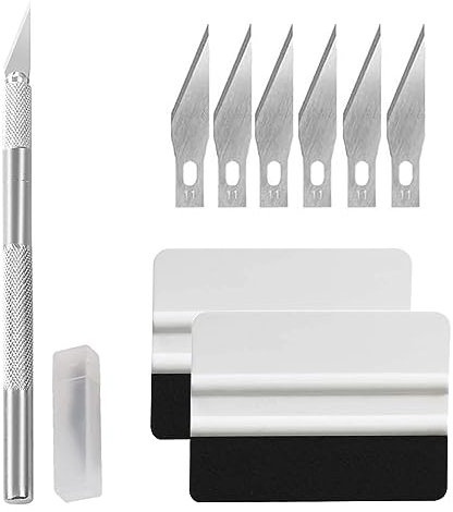 Tadipri Kit Herramientas para La Instalación De Vinilos - Kit Vinilo Herramientas con Cuchillo Y 5 Hojas - para Ventanas Y Coche