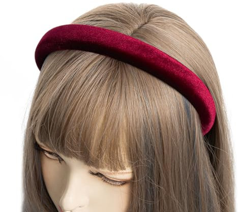axy Gepolstert Haarreif aus Samt Wunderschön Damen Stirnband Haarschmuck Haarreifen HRK10 (Rot)