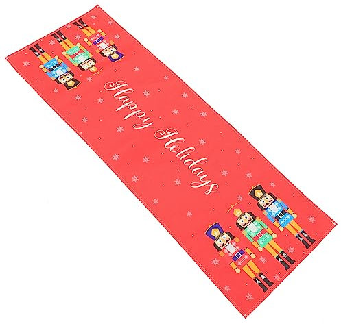 HOMSFOU Walnuss-Soldat-tischläufer Weihnachtstischdecke Urlaub Tischläufer Nussknacker Tischdecke Schneeflocke Tischläufer Urlaub Kommode Schal Wohnkultur Nussbaum Polyester Schreibtisch