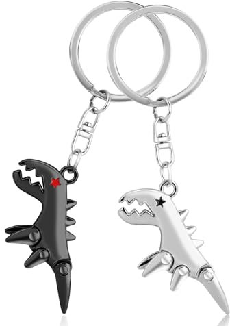 Porte-Clés Dinosaure en Métal, 2 Pièces Ornement de Sac à dos pour Noël, la Saint-Valentin