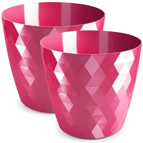 PECZEKO glänzender Blumentöpfe, Kunststoff-Pflanzentöpfe, dekorativer Blumentopf für große und kleine Blumen, 2er-Set Blumentöpf, Pflanztopf, Kräutertopf, (2 Pack) Rosa, ø 18 cm