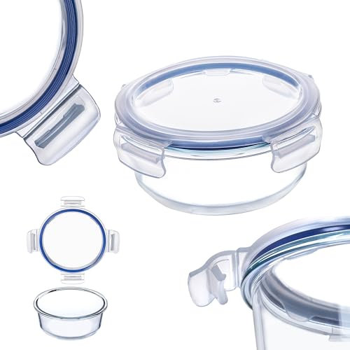 KADAX Boîte en Verre avec Clips de Fermeture pour Conservation Alimentaire, Récipient Transparent avec Couvercle Hermétique (Rond, 620 ml)