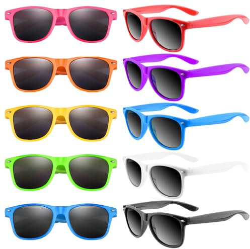 Bouiexye 10 Stück Neon Sonnenbrillen Partyzubehör Party Brille für Geburtstagsfeier Sommer Strand Pool Partyzubehör