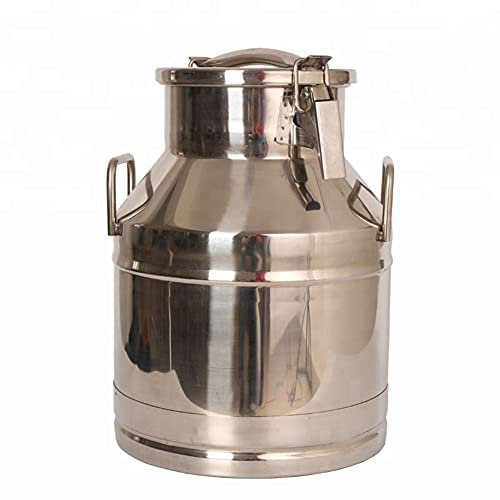 Seau à Lait en Acier Inoxydable Bidon à Lait Pot à Laiterie Seau Conteneur de Stockage Pichet Fourre-Tout avec Couvercle Scellé - Argent, 60L