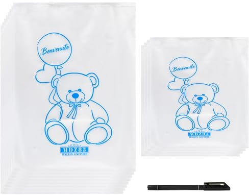 8 Buste Cambio Neonato Ospedale - Sacchetti Corredino Parto per Nascita Bimbo e Bimba (Trasparente)