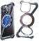 NIFBANG Z Shape für iPhone 15 Pro Max Rahmenlose Hülle,mit 360°Magnet Ständer,Militärnorm Schutz Magnetisch HandyHülle,für iPhone 15 Pro Max Metall Case,Stoßfest Kratzfest Schutzhülle,Schwarz