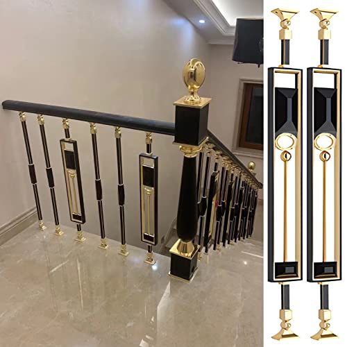 GArcan Balustres d'escalier en Or Noir de 95 cm en Aluminium, Poteau de Balustrade pour Deckorators Grenier Villa Intérieur Extérieur avec kit de vis et Supports réglables Connecteurs de Base, étan