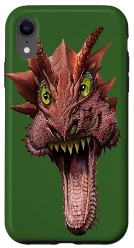Hülle für iPhone XR Verrückte Drachen-Vektor-Karikatur