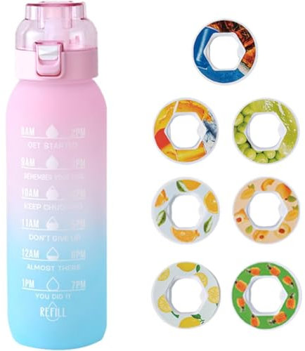 Luft Wasserflasche,1000ml Sport Air Wasserflasche mit Pods BPA Frei Starterset 0 Zucker, Trinkflasche mit 7 Geschmack Pods Ideal zum Laufen und im Fitnessstudio (I)