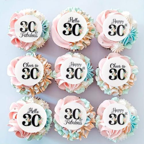 Blumomon 40 Pcs Edible 30th Birthday & Anniversary Cake Toppers - Gold