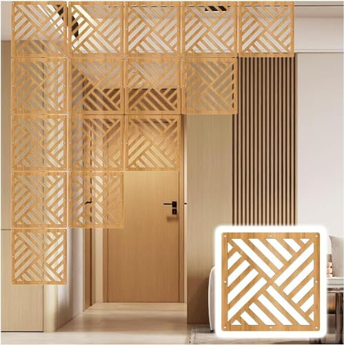 Faltbarer Sichtschutz zum Aufhängen, Raumteiler, DIY, hängende Wandteiler mit Holz, Kunststoff, dicke Platte für Zuhause, Büro, Küche, Dekoration (Natura, 30 Stück)
