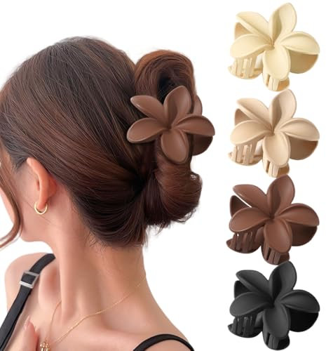 4 Pezzi Mollette Capelli Donna, Pinze per Capelli, Fermagli Capelli Donna Grandi, Ciappo per Capelli Antiscivolo Resistenti, Hair Clip per Donne Ragazze Capelli Spessi e Sottili Capelli Lunghi e Ricci