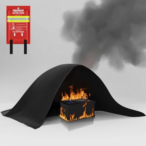 FIREWESS Couverture Anti feu d'urgence, Protection Ignifuge et Isolation Thermique, Couvertures Anti-feu Ignifuge pour batterie au lithium (150 x 200 cm)