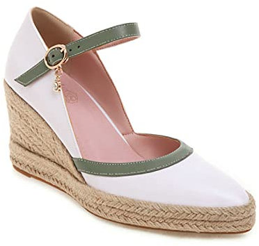 Stivali Moda da Donna 8CM/3.14IN Scarpe con Zeppa Intrecciata in Corda di Canapa Primavera ed Estate Scarpe con Zeppa Intrecciata da Donna Sandali con Punta a Punta e Fondo Spesso con Fibbia da Donna