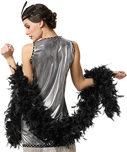 dressforfun Federboa flauschig, 180 cm Länge, Damen Mädchen Karnevals Kostüm Accessoire - schwarz