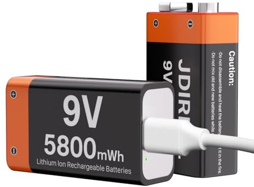 4 Pack USB Rechargeable 9V Batteries, (5800mWh) New Upgrade Higher Capacity Lithium 9 Volt Battery Replacement for Smoke Alarm,Digital Cameras and Home Devices etc
