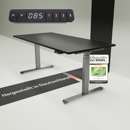 YOS T5 höhenverstellbarer Schreibtisch | elektrisch Verstellbarer Schreibtisch, ergonomischer Stehtisch | Profiqualität | Stabilität (Graphit + Graphit, 120 x 80 cm)