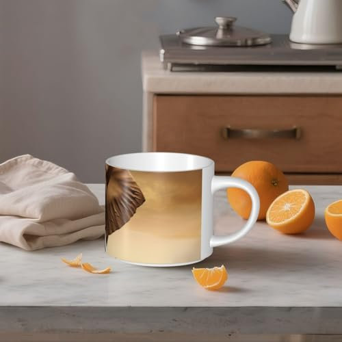 STVYUKL Ceramic Coffee Mug 15oz, Funny Coffee Mug With Big Handle Elephant And Baby Elephant Tea Cup Gift Cup For Latte, Cocoa, Coffee White