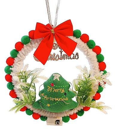 Couronne de Noël lumineuse - Décoration de sapin de Noël - Décoration pour fenêtre, mur, cheminées